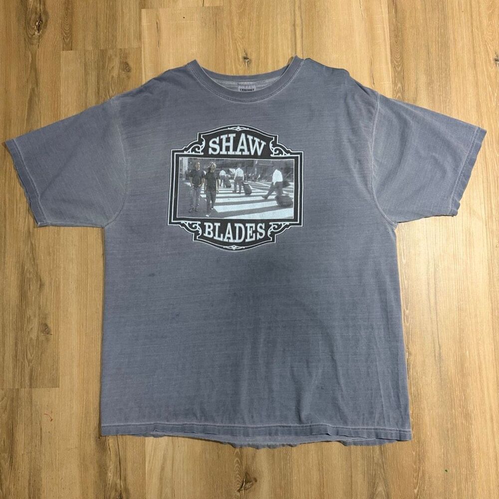 Shaw Blades Faded Blue Influence Tour Shirt Oversized Boxy 2XL Distressed 2000s